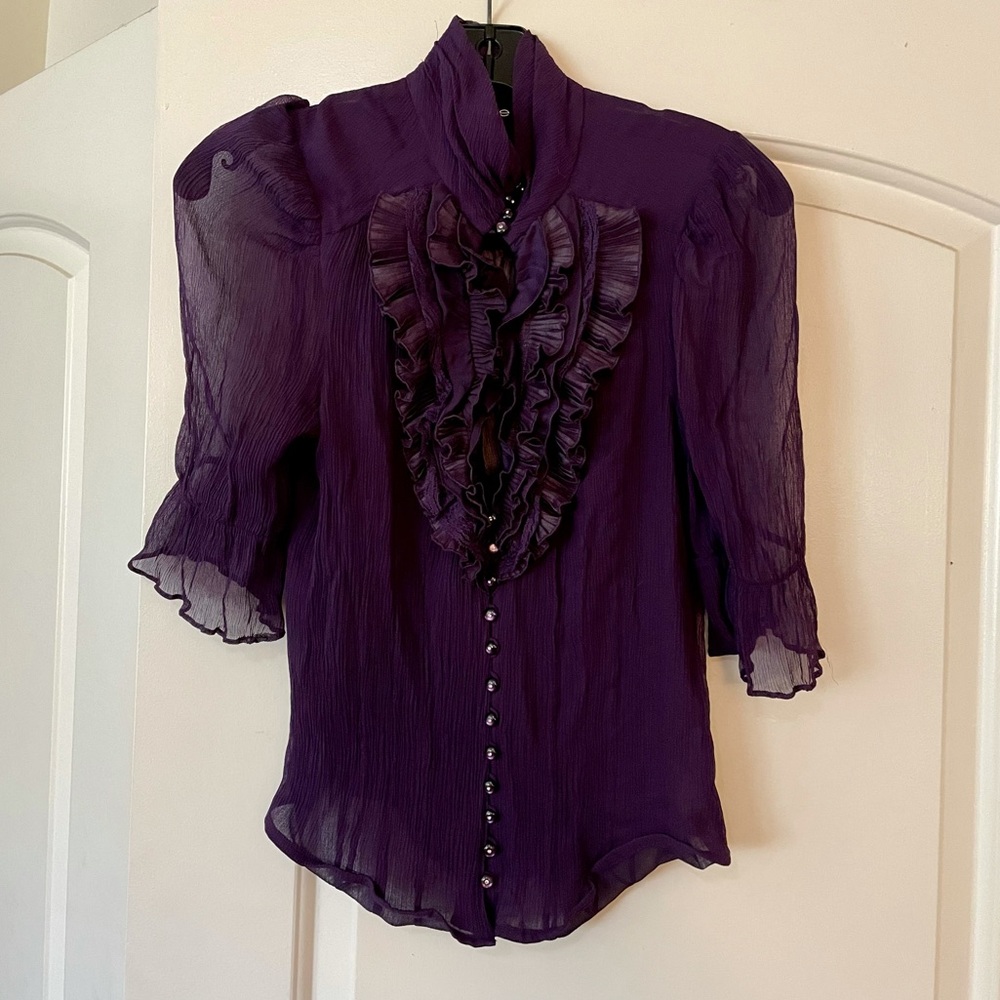 Pre-loved 100% silk Bebe Victorian style blouse